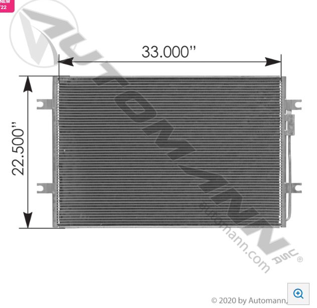 A/C Condenser Freightliner Cascadia P3 (2008-2018 - P/N A22-66840-000 /6345, 04-0621, 2262272000, 2265664000