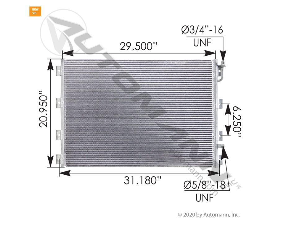 A/C Condenser - Freightliner  Fits Kenworth -  /813.59101 / P/N K122-125 /6202, 04-1009, K122-125, 1514017