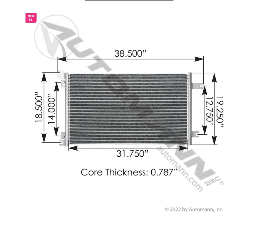 A/C - Condenser IHC ProStar w/Maxxforce 10-14, ISX15 12-14, CAT C13,C15 10-11 Applications International/ 813.55117 /