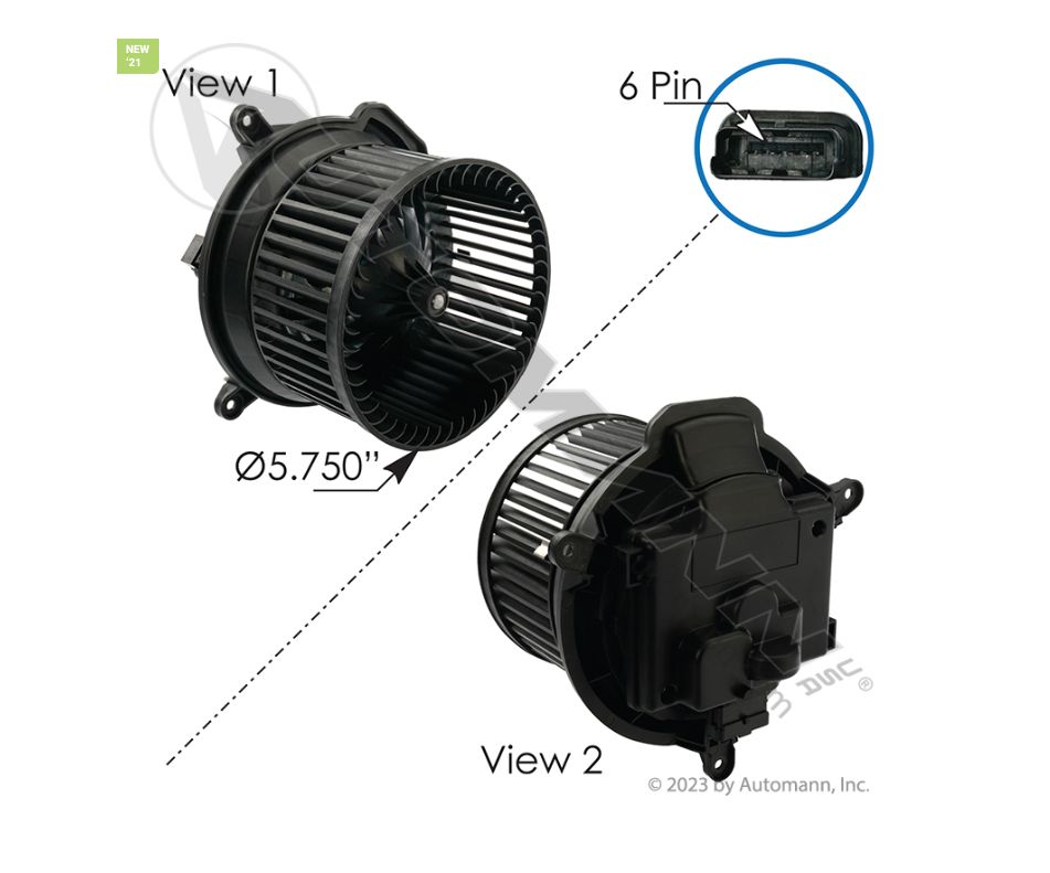 A/C Blower Motor - HVAC Freightliner Cascadia M2, Class 6/7 MD TruckP3 (2008-2018 /830.21213/3973A, 01-0614A, VCCT77421A2C, 351004481