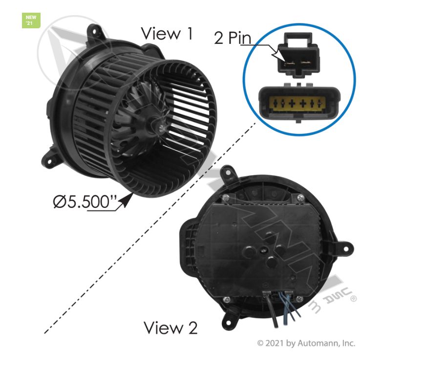 A/C Blower HVAC FreightlinerM2, Columbia, Cascadia (2008-2018) - 830.21211/3973, 01-0614A, VCCT77421A, VCC35000003