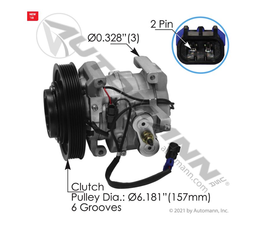 A/C Compressor 10S15C Type / Freightliner Cascadia P3 (2008-2018) /830.31303/ P/N 22-65772-000 / 51416, 03-0633, 2265772000, 75R9092