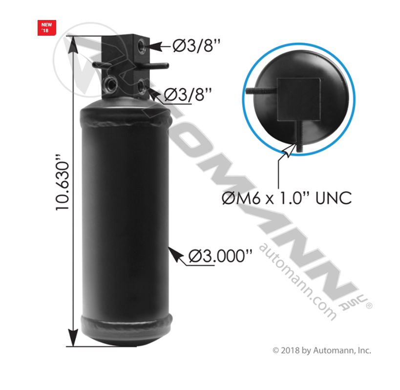 A/C Air Conditioning Receiver Drier Kenworth, Peterbi365, 367, 382, 384, 386, 388, 389 Sleeper Cab Modelsl/830.41087 /