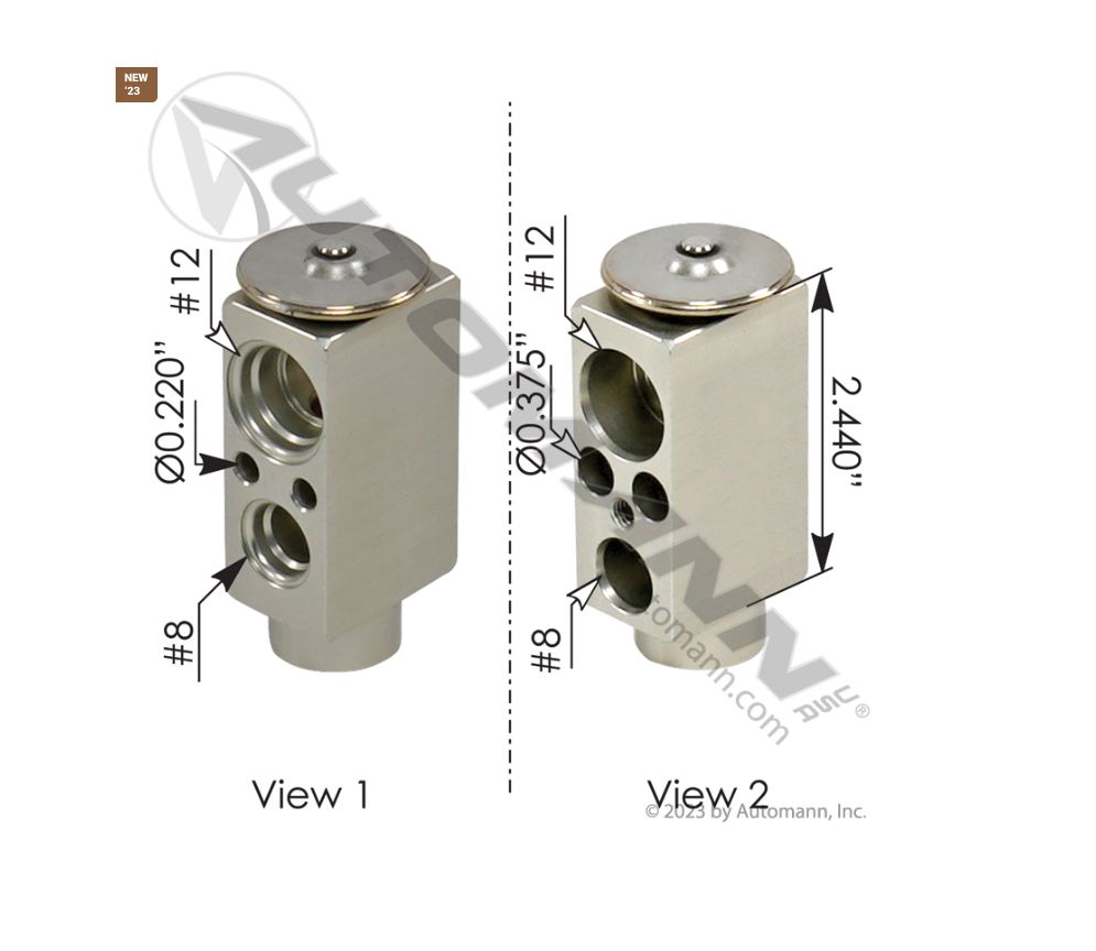 A/C Expansion Valve Volvo Block Type No 8 Hose Side Inlet No 8 Hose Side Outlet No 12 Evap Side Inlet More... /830.42036 /82795757, 450-6595