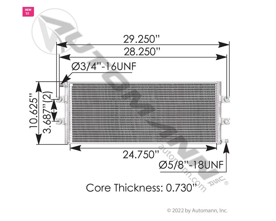 A/C Condenser Kenworth T600 92-98 /813.59110/6209, 04-1012, K122-104, 1514014