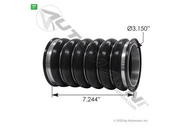 CAC Connector Hose Hot Side Poly CAC Hose Cold Charge Air   7.244" Long x 3.150" Dia - Volvo-  P/N 20760637/561.96524/ 20762524, 20463924, 20760637, 22908769