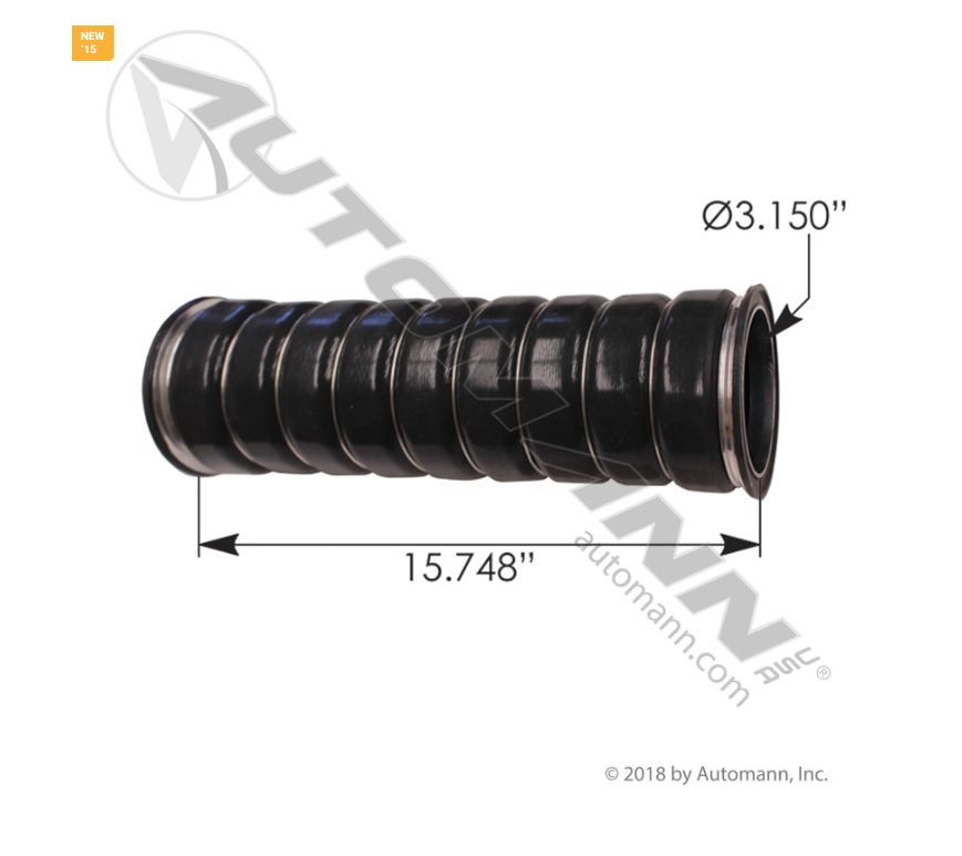 CAC Hose Volvo 3.15&quot; x 15.75&quot;Poly CAC Hose Lower D12 Hot Side / 561.96337 / 21312237 / 8149800 / 20589123 / 561.96337