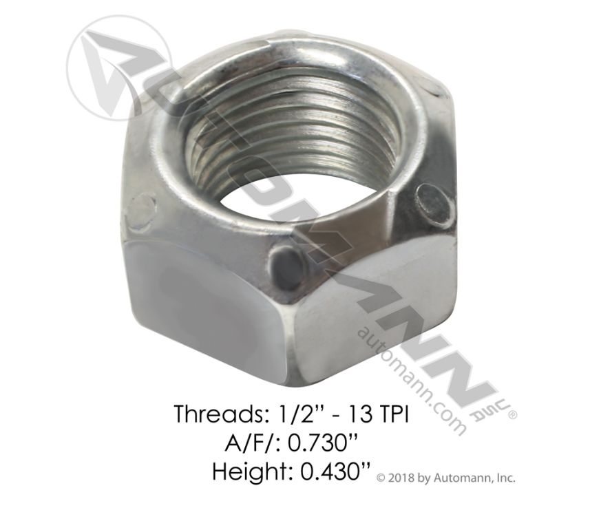 Lock Nut ST 1/2-13 in GR C Ford, Freightliner, Hendrickson, International, Mack, Meritor, Reyco Granning, Ridewell, SAF Holland/Neway  / LNC102/1227B1614, 49846000, 93400136, 93400480,
