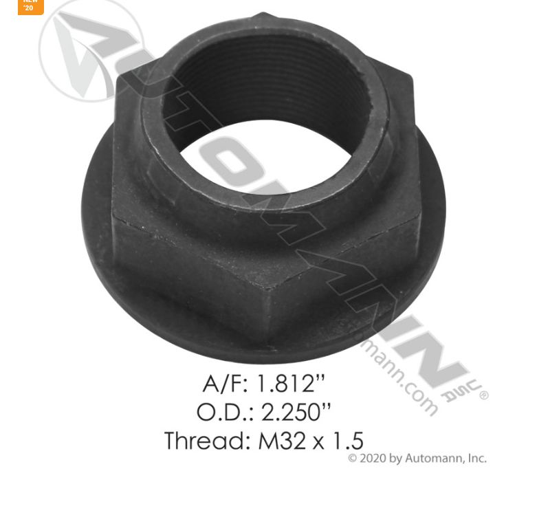 Pinion Nut A/F: 1.812  O.D 2.250 Thread : M32 X1.5  / 750.1240/40X1240, TDA40X1240