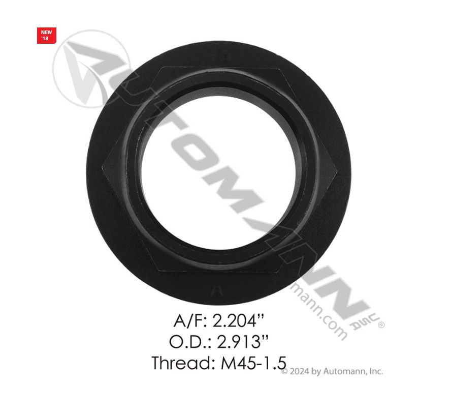 Lock Nut Meritor A/F: 2.204 OD:2.913 Thead;M45-1.5/ 750.2638NT/40X1233, 2000231C1