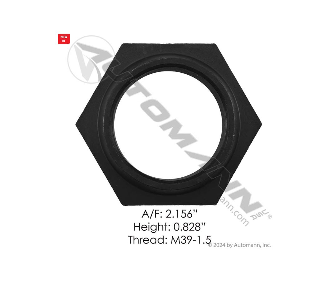 Lock Nut Meritor A/F: 2.156 height ;0.828 Thead: M39-1.5 / 750.2637NT /40X1237, 2000231C1