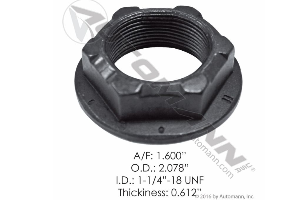 Center Bearing Lock Nut USED WITH 750.210661-1X   A/F :1.600 OD:2.078 ID:1 -1/4 -18Unf Thickiness :0.612/750.936 /1227Z936, 20-74-91
