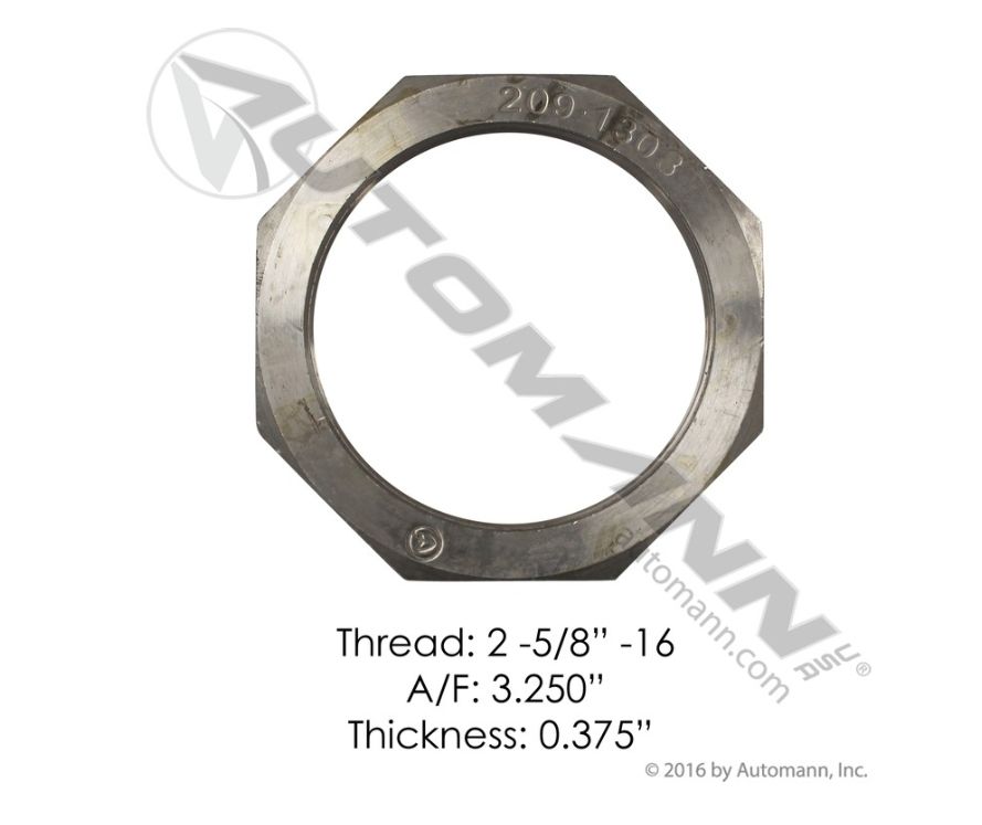 Spindle Nut - Thread 2-5/8&quot; / Thickness 0.380&quot; - Meritor R000572 /209.1308 /E-572, R000572, 1227B756, A-1985