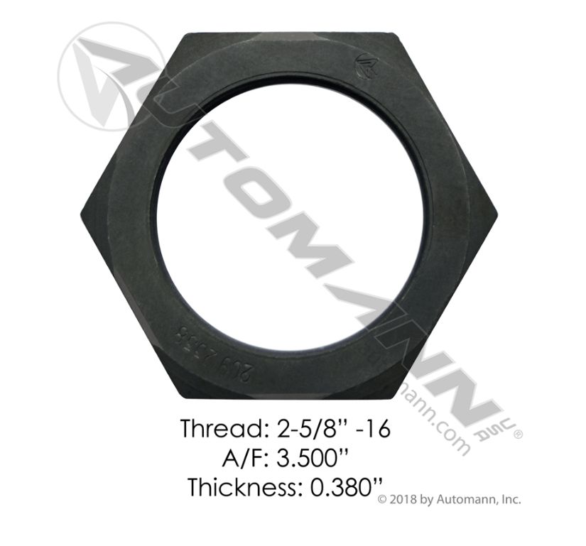 Spindle Nut Applications Meritor- Thread 2-5/8&quot; / Thickness 0.380&quot; - Meritor 1227T228 / 209.2338 / E-2422, R002422, 1227T228