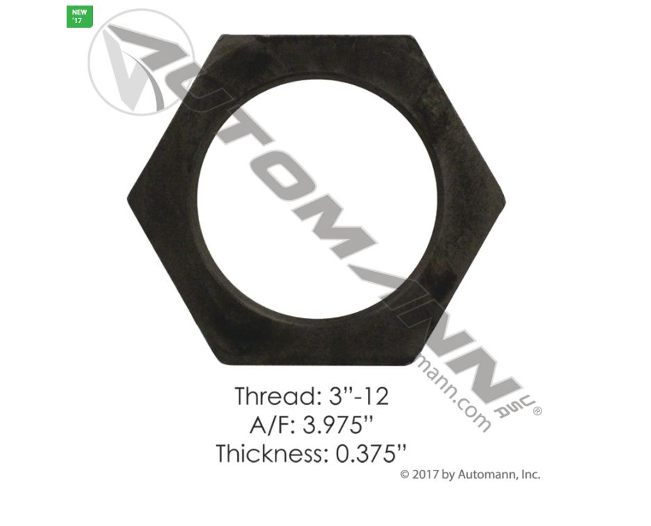 Spindle Nut Applications Meritor - Thread 3&quot; / Thickness 0.380&quot; - Meritor 1227H346 /209.2341 /E-2425, R002425, 1227H346