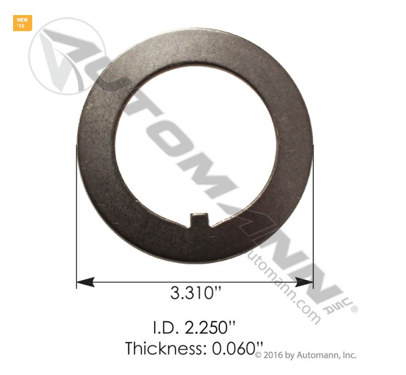 Axle Spindle Washers 3.310 ID:2.250 Thickness:0.060 / 209.2241 / E-2301, R002301, 1229S721