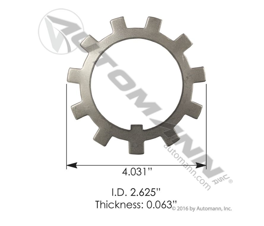 Spidle Lock Washer Meritor -4.031 ID:2.625 Thickeness:0.063 /209.2313 /   P/N R002237