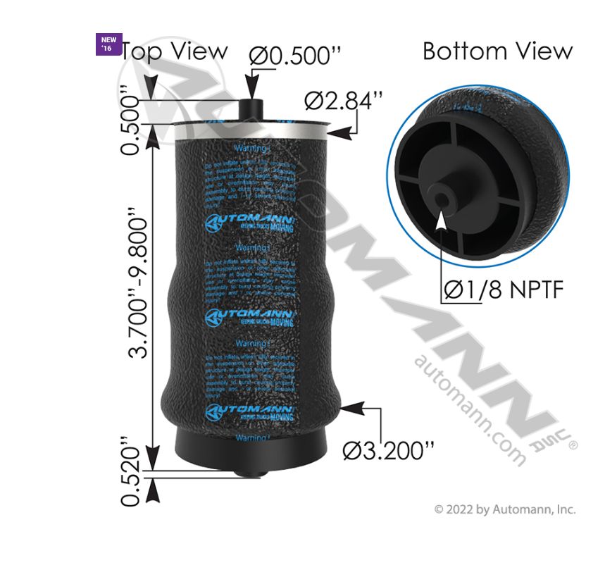 Air Spring Cabin Seat Applications International, National Seating, Volvo/ABSZ70-7059 /7059, 32466301, 32803501