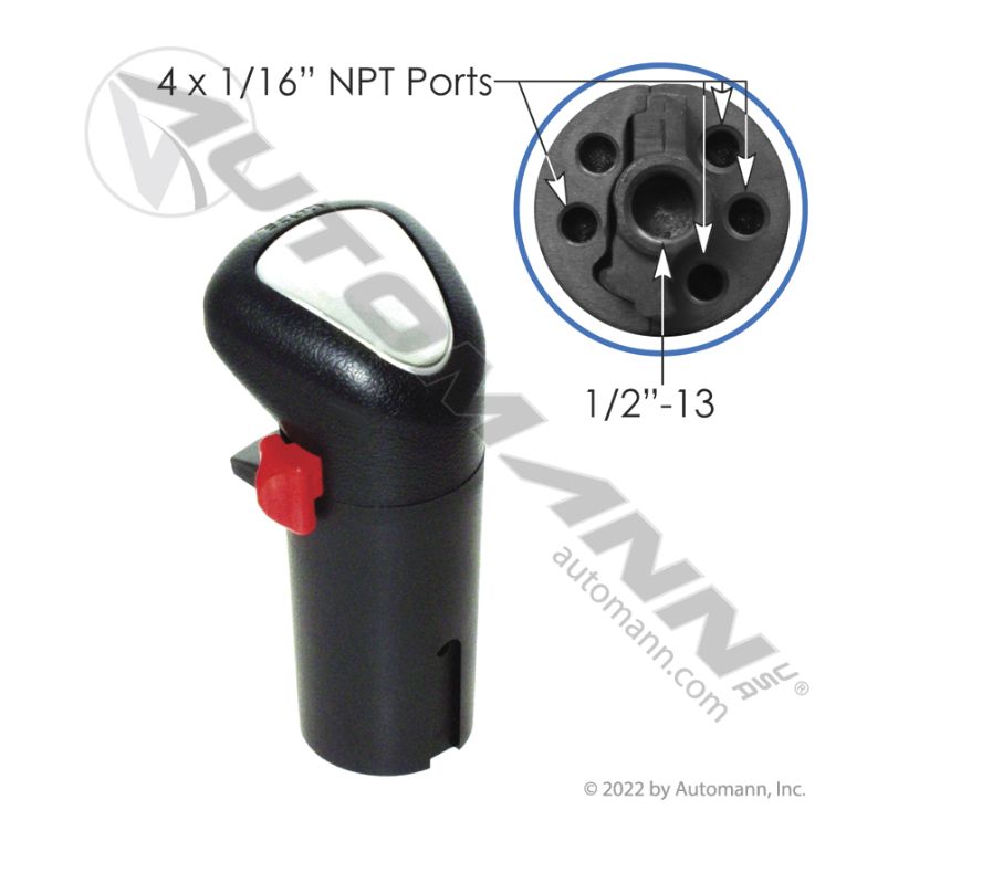 Transmission selector valve, Red Knob ( 13 Speed) P/N -4X1/16 NPT-1/2-13