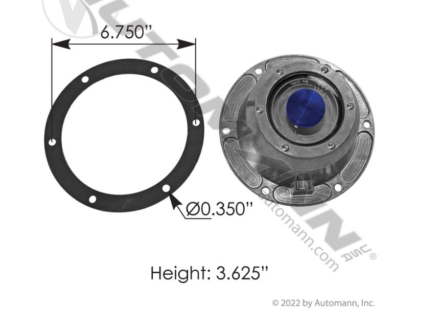 Hub Cap  Height:3.625 -6.750- O.0350 /180.10636/340-4196