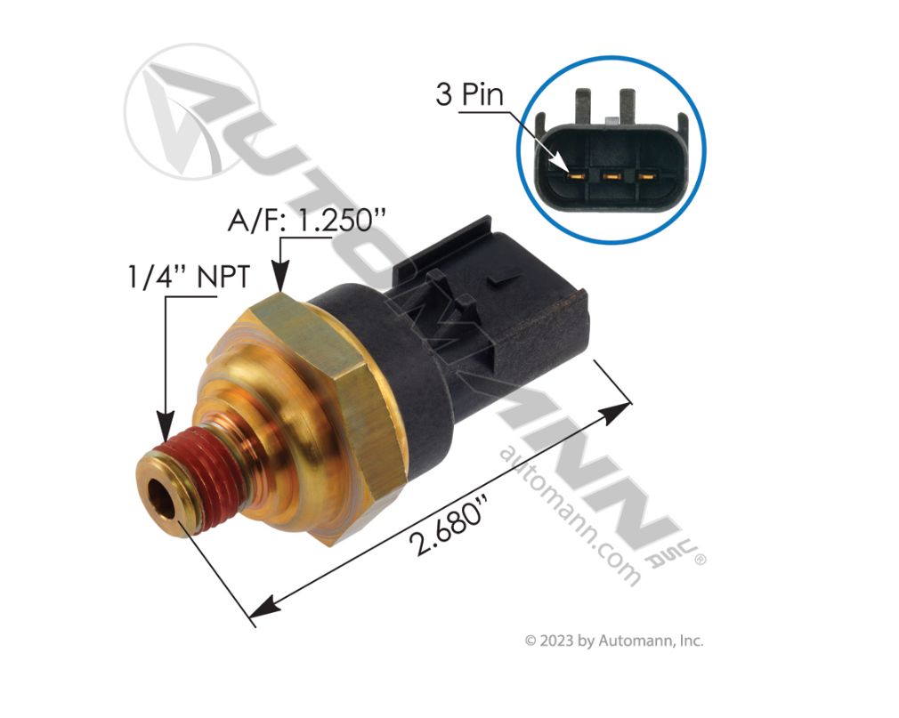 Pressure Sensor Oil Detroit Deisel  A/F:1.250-1/4NPT-PIN :3- 2.680/ 577.23526 /23527828