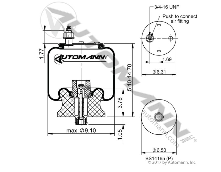 Air Spring Aftermarket  Plastic Base BlueBird 10K, Mack-Volvo 12-12.5K, Spartan 10.5-12K Applications Blue Bird, Hendrickson/AB1DK10A-9912 / 9912, 69915, 64075002