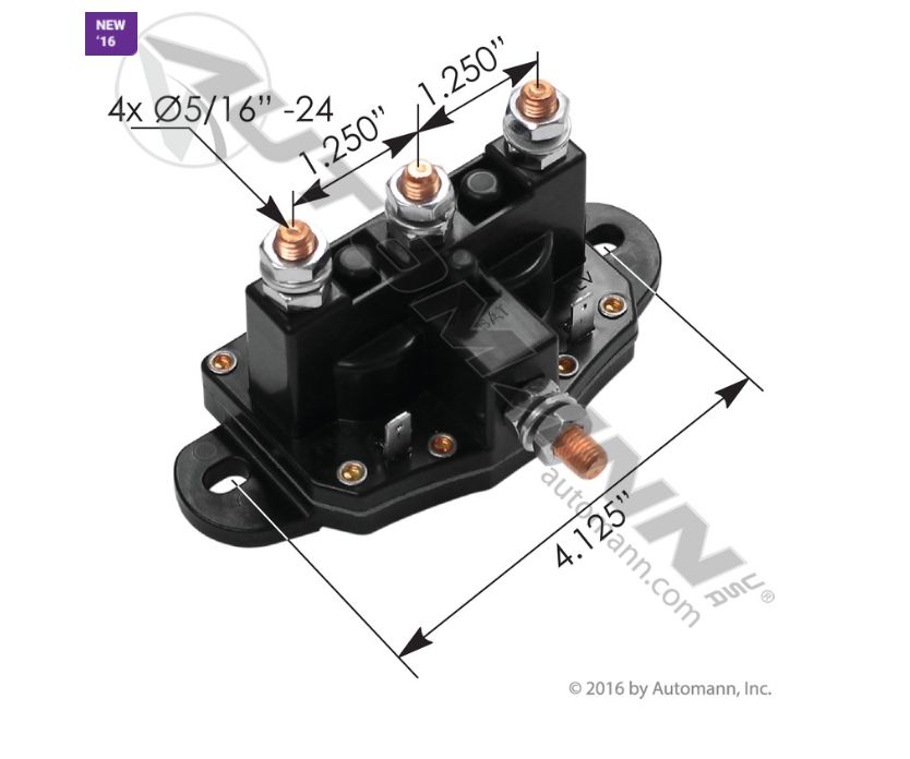 Motor Reversing Solenoid 12V Max 150 Amp - 4x 05/16-24-1.250-4.125/577.3062 /CHS24450