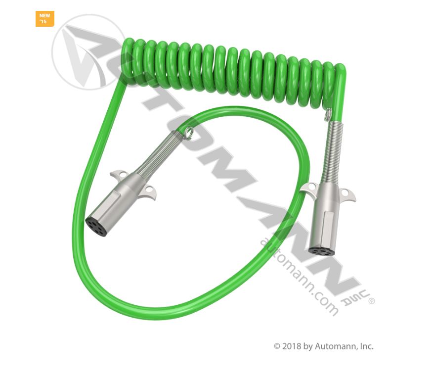 15&#39; - Automann - 7 Way Ultra Heavy Duty ABS Cable - Green - Spring Guard w/ 48in Lead