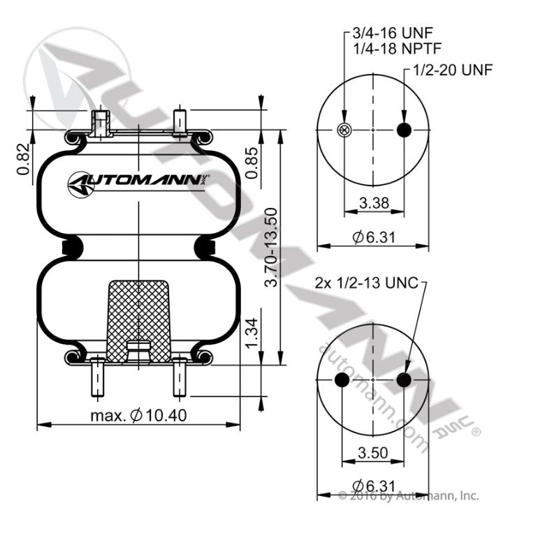 Air Spring Double Convoluted /ABSP2B12RA-6944 /6944, 2B9-252, 64554, 10307, AS0115G