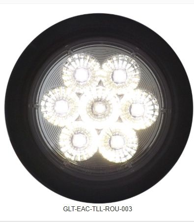 4&quot; Round 7 LED Sealed Taillight / Curved back-up White w/ pigtail and Gromet 12V / 320-111257C-12V