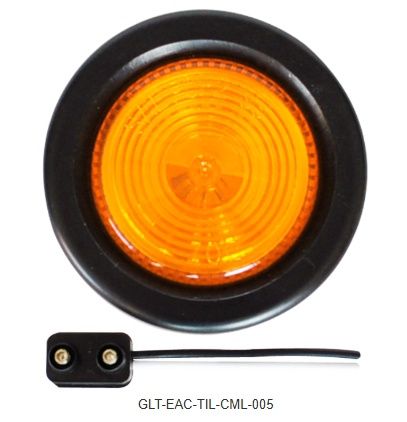 2&quot; Round Lamp Amber Sealed Clearance &amp; Marker Light w/ Grommet &amp; Pigtail /320-1266A-12V