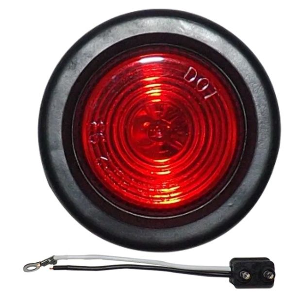 2&quot; Round Lamp Red Sealed Clearance &amp; Marker Light w/ Grommet &amp; Pigtail /320-1266R-12V