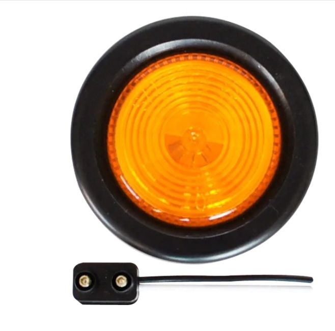 2-1/2&quot; Round Lamp Amber Sealed Clearance Light &amp; Marker Light w/ Grommet &amp; Pigtail /320-1268A-12V