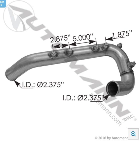 Coolant Radiator Pipe - Freightliner Columbia - AUTOMANN /561.46711 - P/N A05-16380-003 /A0516380000, A0516380002, A0516380003