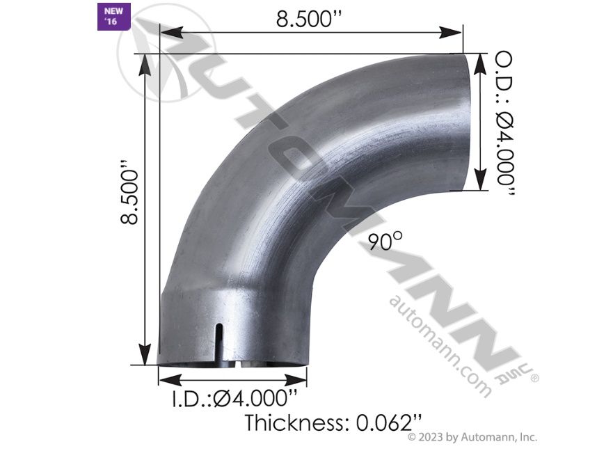 Exhaust Elbow 90 Deg 4in ID-OD /562.U4490E8A /L4900808A, J008681, 104908A