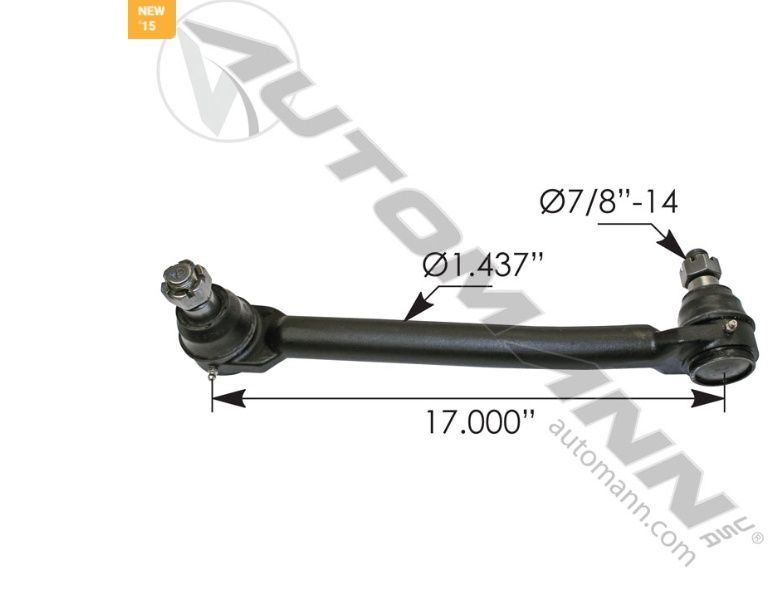 Drag Link 17.00in C to C LH Peterbilt  /463.DS7562 /J206004002, L24VU8481A11, L24VU8481A11L
