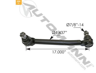 Drag Link 17.00in C to C LH Peterbilt  /463.DS7562 /J206004002, L24VU8481A11, L24VU8481A11L