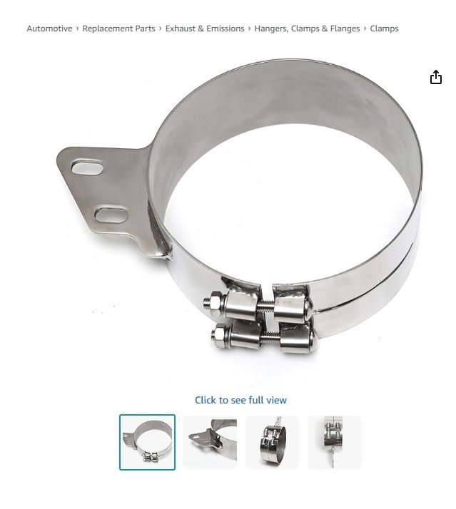 Stainless Steel Exhaust Mount Clamps, 6 inch, 7 inch, 8 inc (6 inch)-/‎TBZ-1091S/92S/93S