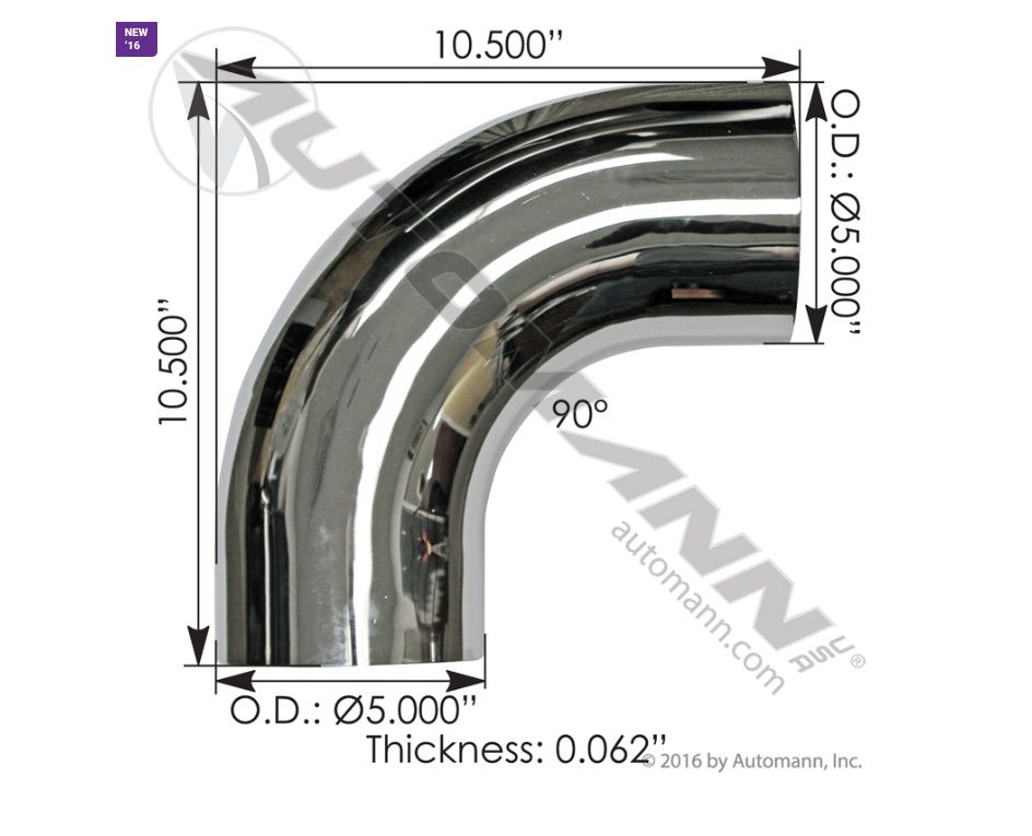 Exhaust Elbow 5in 90 Deg OD-OD Chrome - 562.U4590S10C -