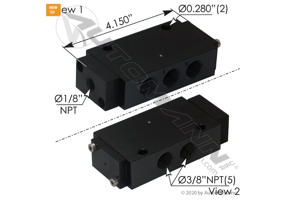 Air Pilot Valve 4 Way 2 Position Air Pilot 1/8in NPT  / 170.V14202 / TD6320, K41EA00KA1KS6
