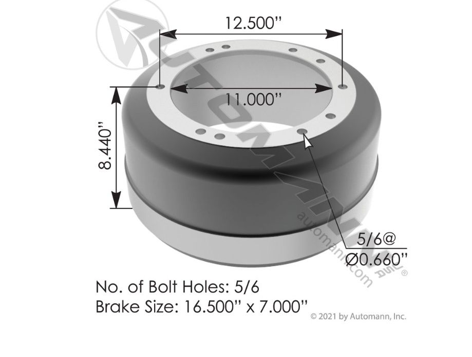 Brake Drum - Automann - 2577A - 16.500in X 7.000in / 2577A /  61780F
