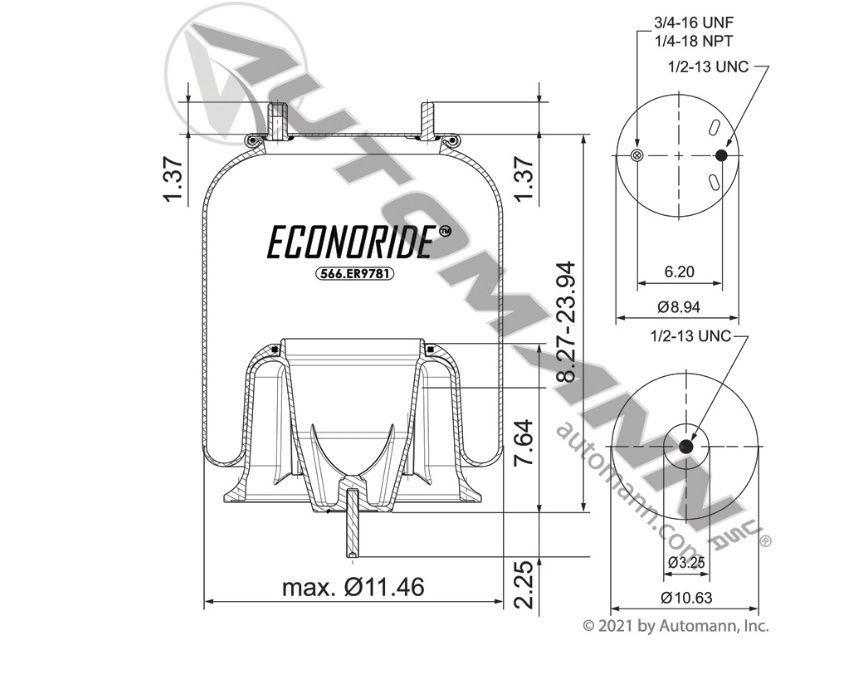 Econoride Air Spring for freightliner / 566.ER9781-24 / 9781, 1R12-603, 64266, 1619466000