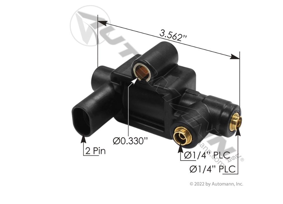 Air Slenoid Valve GT Development12V, 3-Way Normally Closed Integral 1/4in PLC Fittings International Prostar, LT Kenworth C500, T270, T380, T440, T460, T480, T660, T800, W900  / 20807261 / 173.1105GT 
