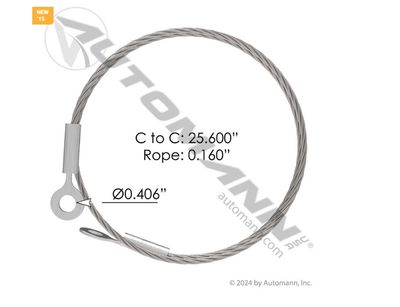Hood Cable 650mm Freightliner 25.600-inch Hood Stop Cable &#39;08-&#39;17 Cascadia  P/N  A17-18481-000 / HLK2437C