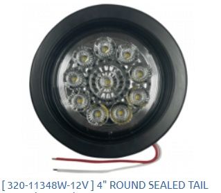 4&quot; Round Sealed Tail Light / Plain / Back-up White 10 LEDs w/o Plug - 12v