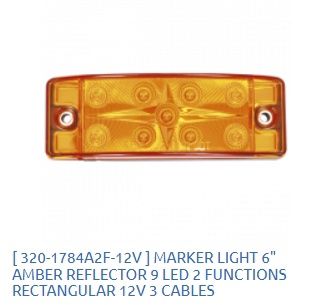 Marker light Amber reflector 9LED 2 functions Rectangular 12V