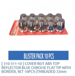 COVER NUT ABS TOP REFLECTOR BLUE CHROME FLAT TIP / 310-311-10