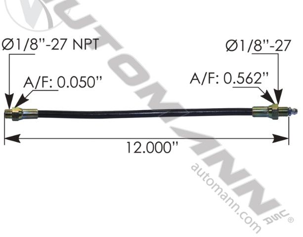 Grease Hose for Clutch - 12&quot; / 755.GH112  /  CLT0012P