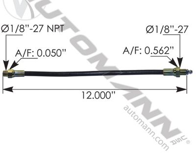 Grease Hose for Clutch - 12&quot; / 755.GH112  /  CLT0012P