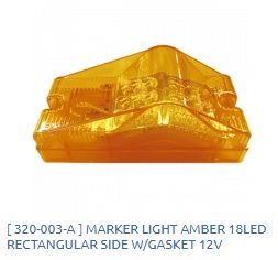 Marker Light Amber 18 LED Rectangular Side W/Gasket / 320-003-A 12V /
